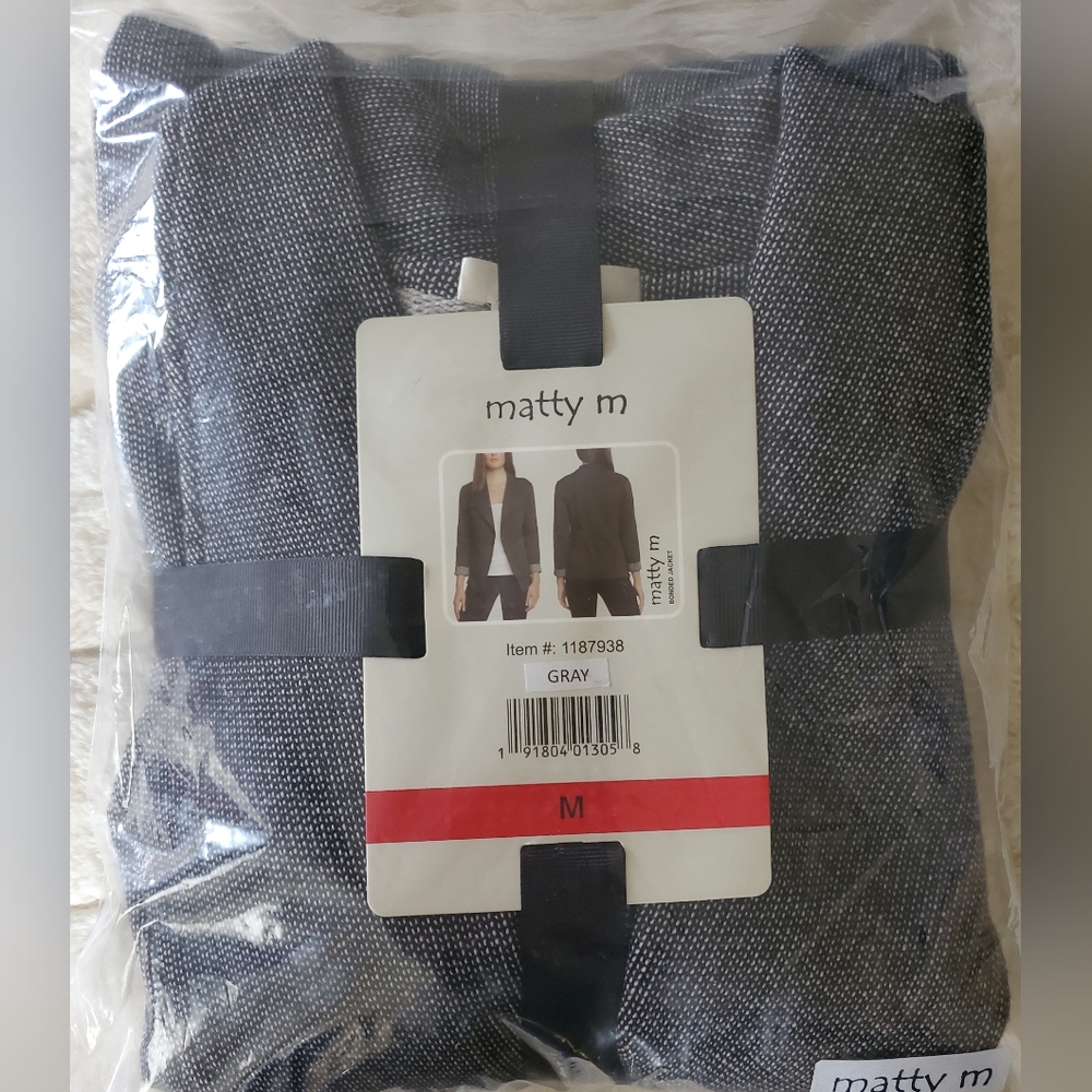 Matty M Women's Knit Roll Sleeve Blazer, Gray